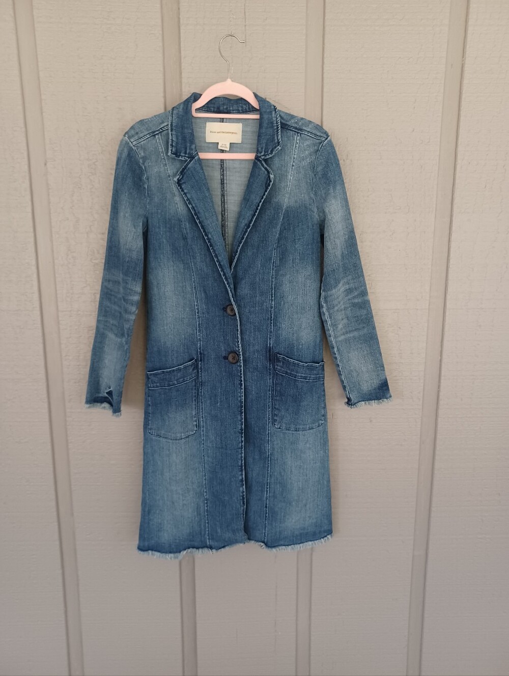 Anthropologie Pilcro Denim Longline Jacket Size XS Women Preppy Cotton Blend